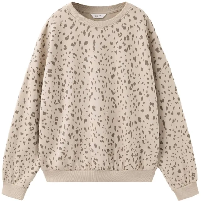 Mango Kids sweater met panterprint - pastelbruin