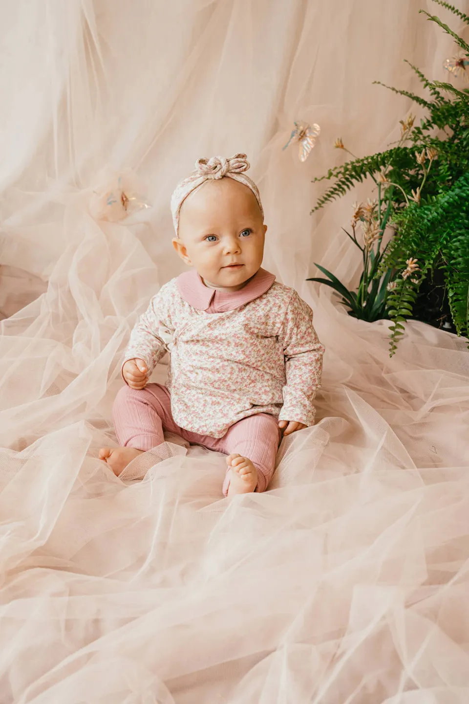 A Tiny Story gebloemde longsleeve roze Roze/groen