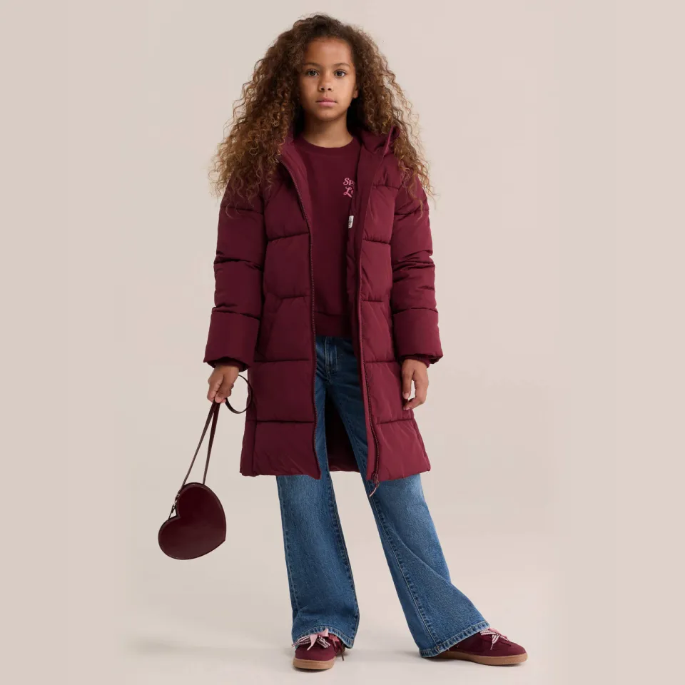 WE Fashion quilted winterjas donkerrood, foto 3