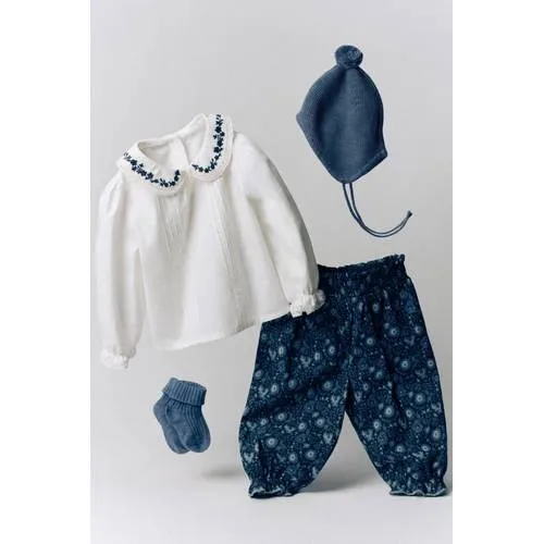 Mango Kids gebloemde ballonbroek donkerblauw, foto 3