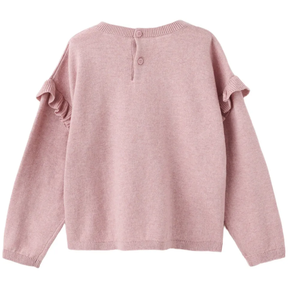 Mango Kids katoenen gebreide trui met ruches - roze, foto 3