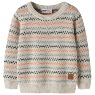 NAME IT MINI katoenen gebreide trui met print - beige All over print