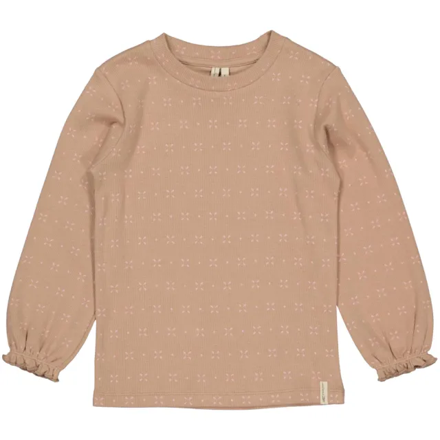LEVV longsleeve met print lichtbruin Lichtbruin/roze