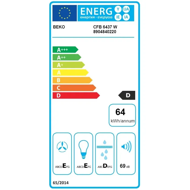 Beko CFB6437W schouwkap wit, foto 2