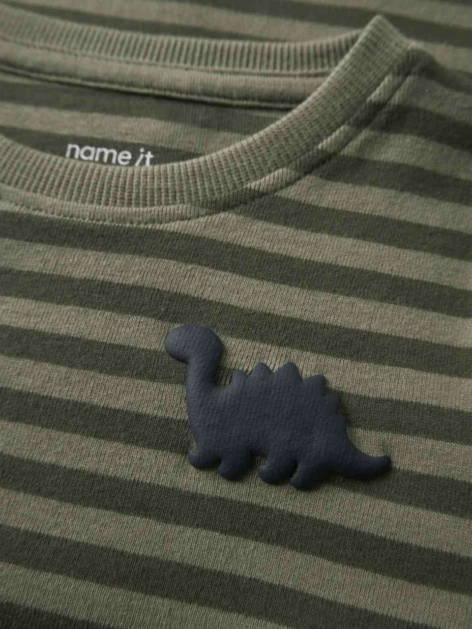 NAME IT MINI aansluitende gestreepte longsleeve olijfgroen, foto 4