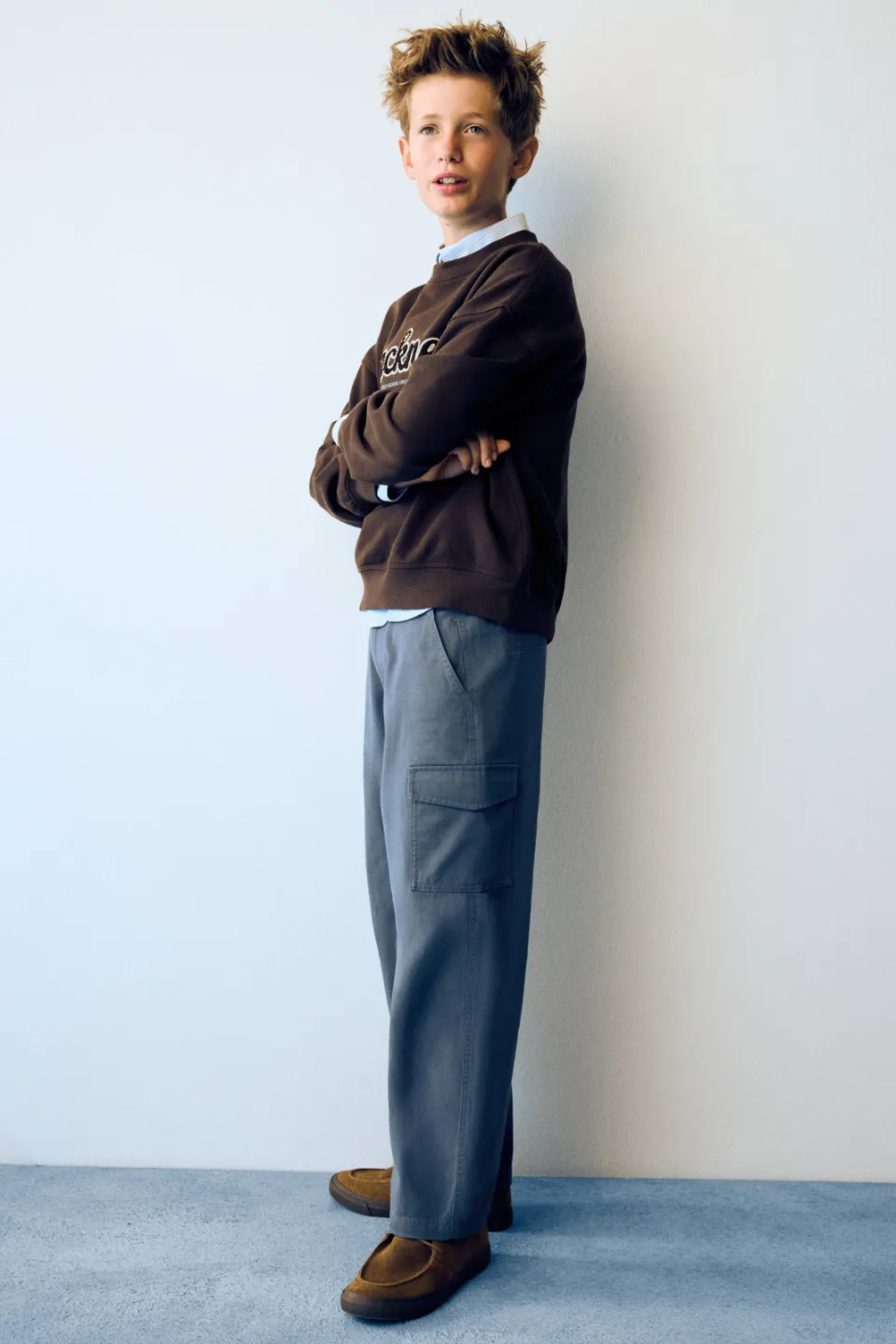Mango straight leg cargobroek blauw, foto 4