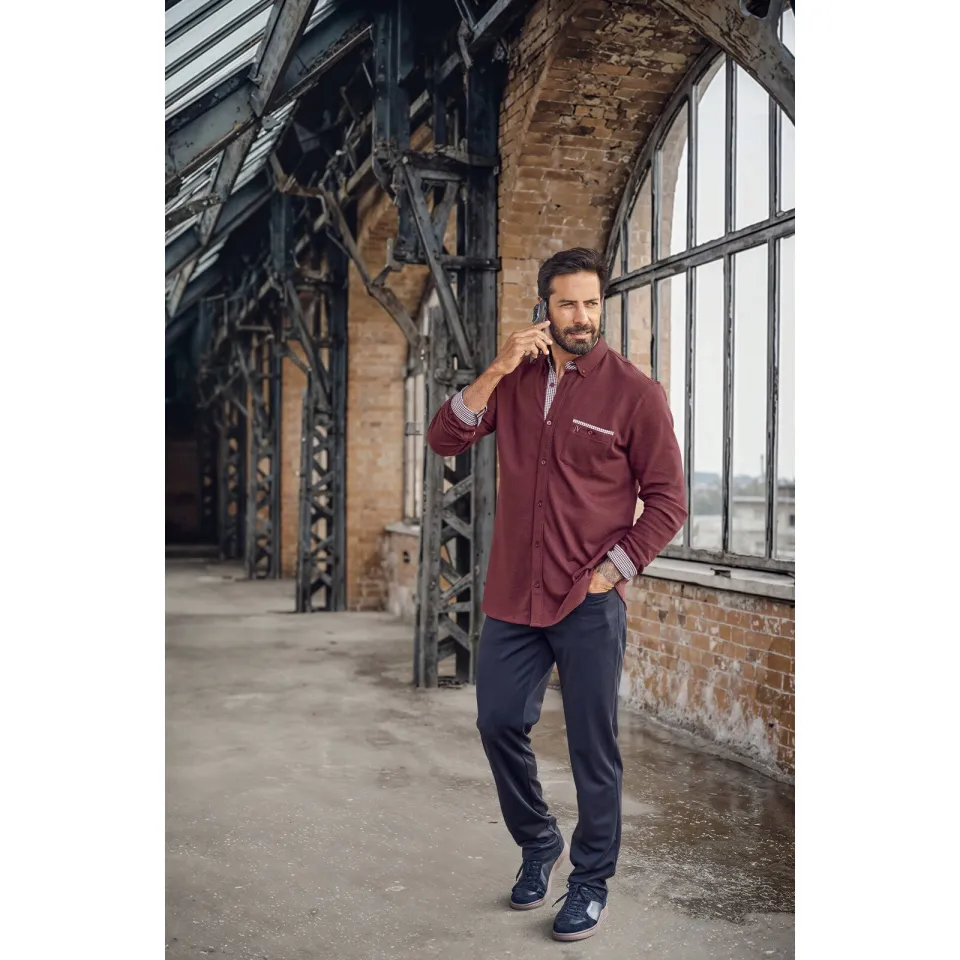 Jan Vanderstorm casual overhemd KNUTHEIM Plus donkerrood