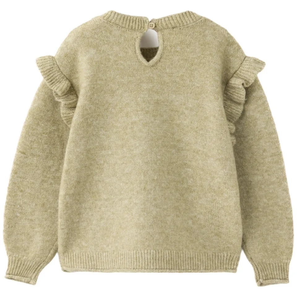 Mango Kids gebreide trui met ruches en wol - groen, foto 3