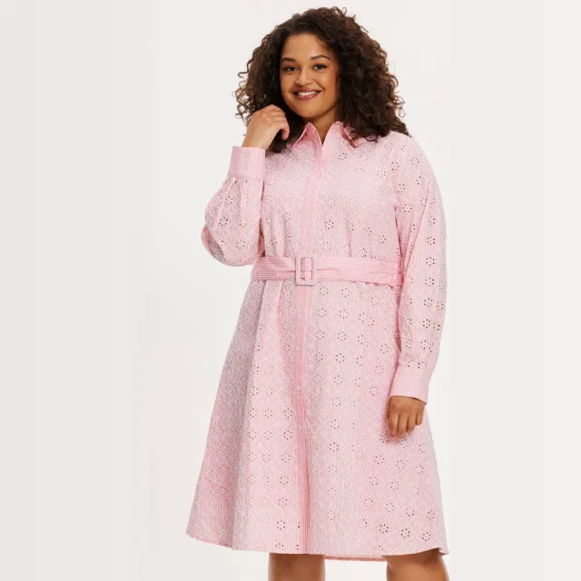 Yoek blousejurk broderie roze, foto 5