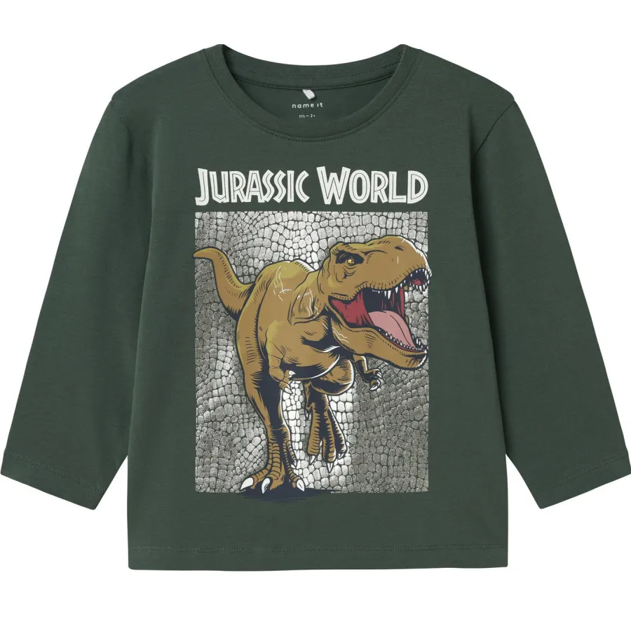 NAME IT MINI Jurassic World longsleeve donkergroen, foto 2