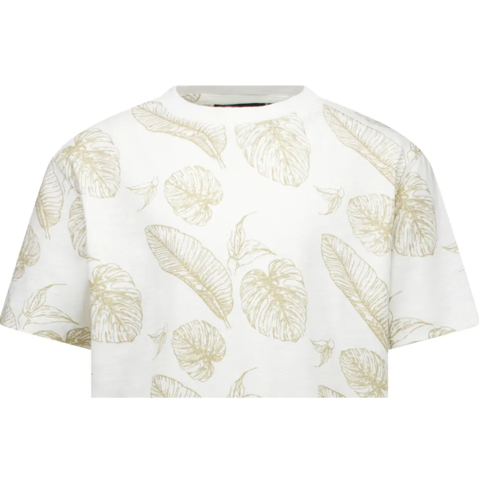 Cars T-shirt wit met bladprint, foto 5