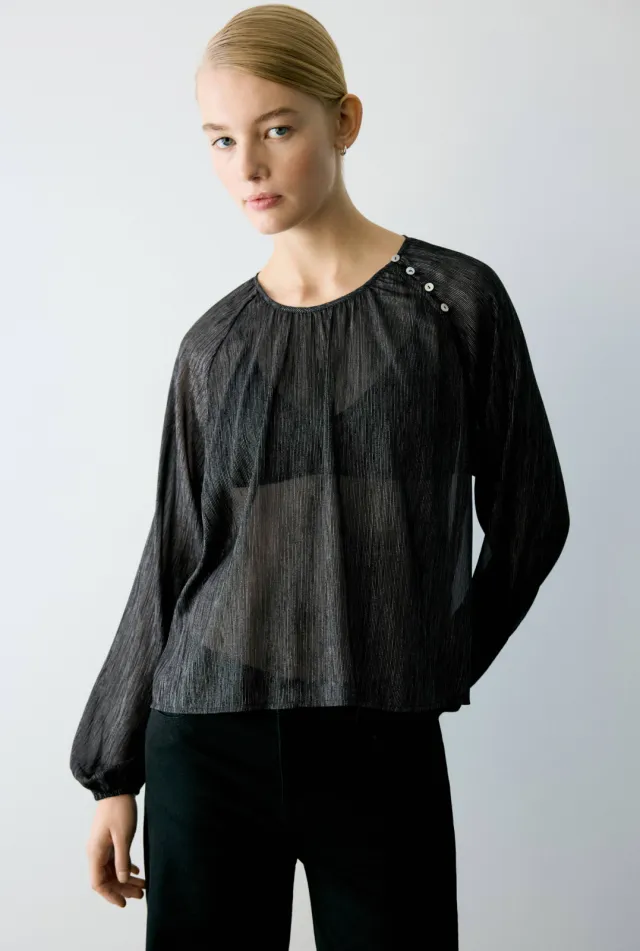 Mango semi-transparante blousetop zwart