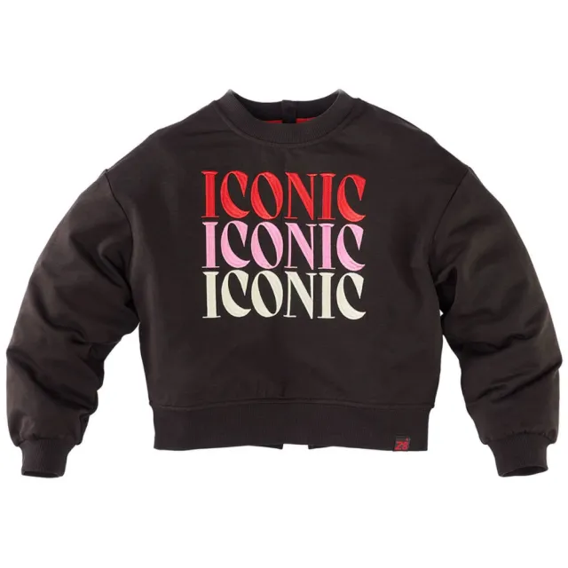 Z8 kids sweater met borduursels en print - donkerbruin