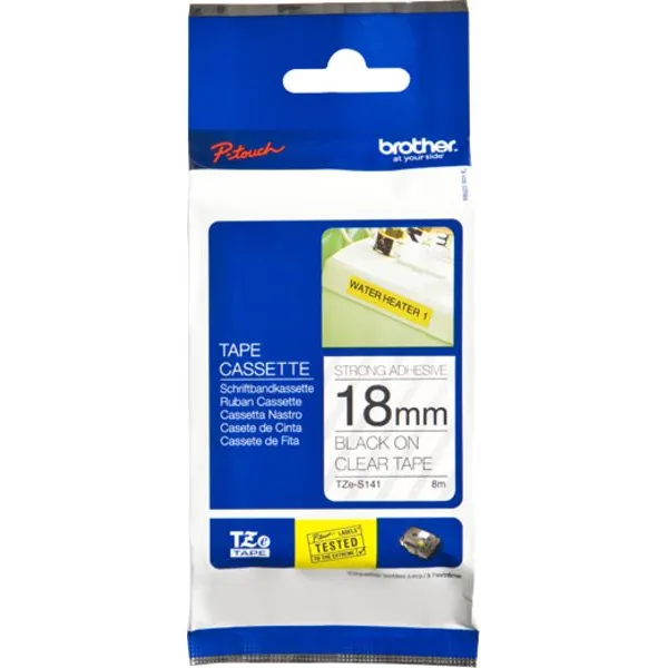 Brother TZe-S141 Tape Zwart op transparant (18 mm)
