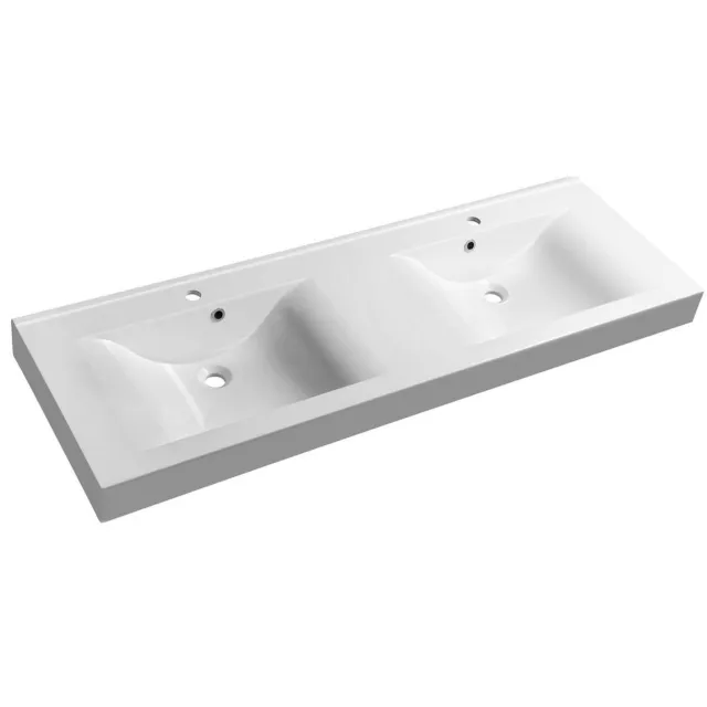 Sapho Wastafel Sapho Flavia Dubbel Rechthoek 150x50 cm Cast Marble Wit