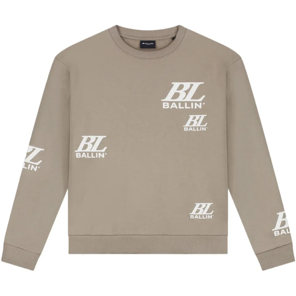 Ballin katoenen sweater met print - taupe/wit, foto 2