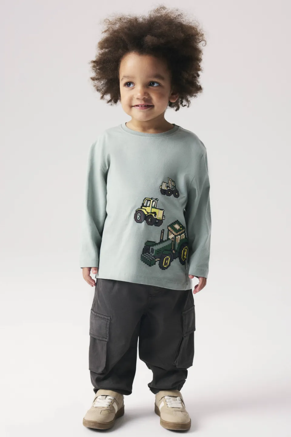 NAME IT MINI tapered cargobroek grijsbruin
