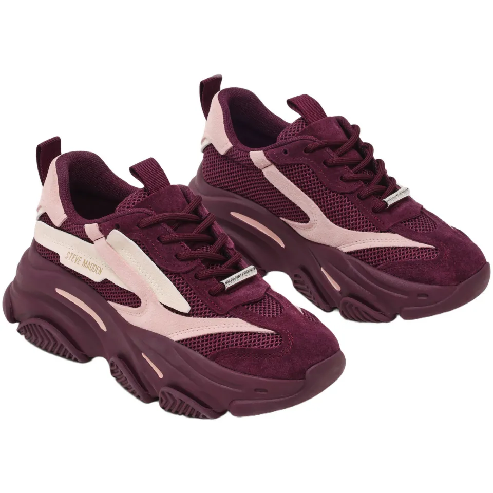 Steve Madden Possession-E chunky suède sneakers - aubergine/roze, foto 2