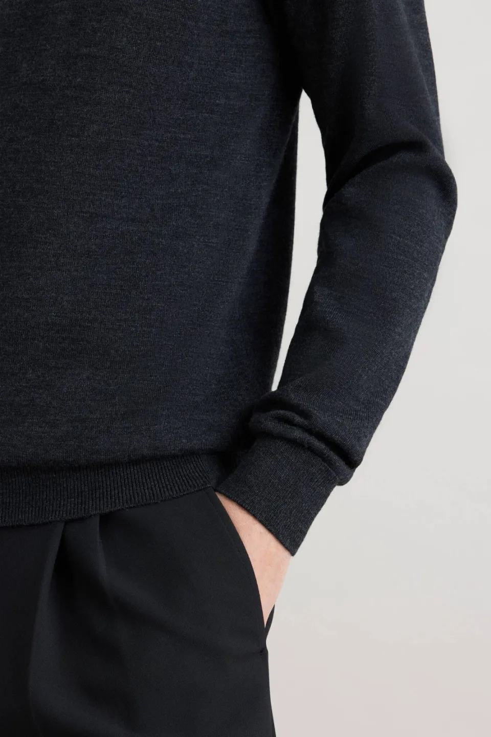 Seidensticker pullover met wol fijn gebreid grijs, foto 8