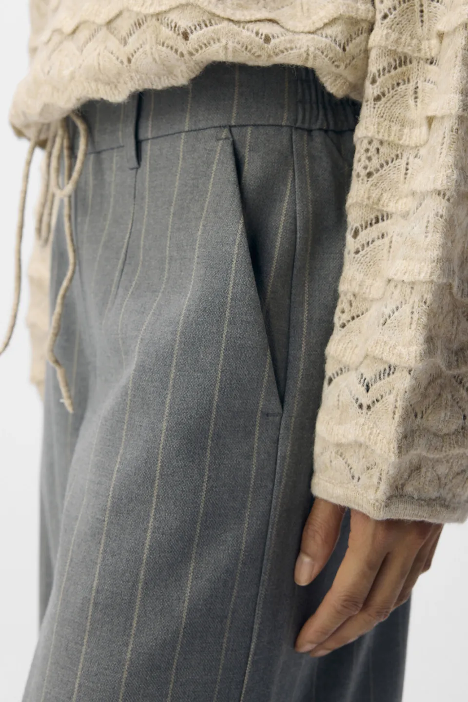 Object OBJLISA wide leg regular waist pantalon grijs, foto 4