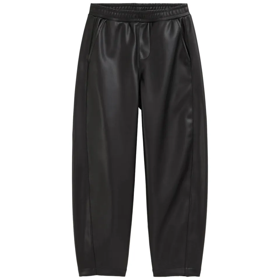 WE Fashion imitatieleren barrel broek zwart, foto 2