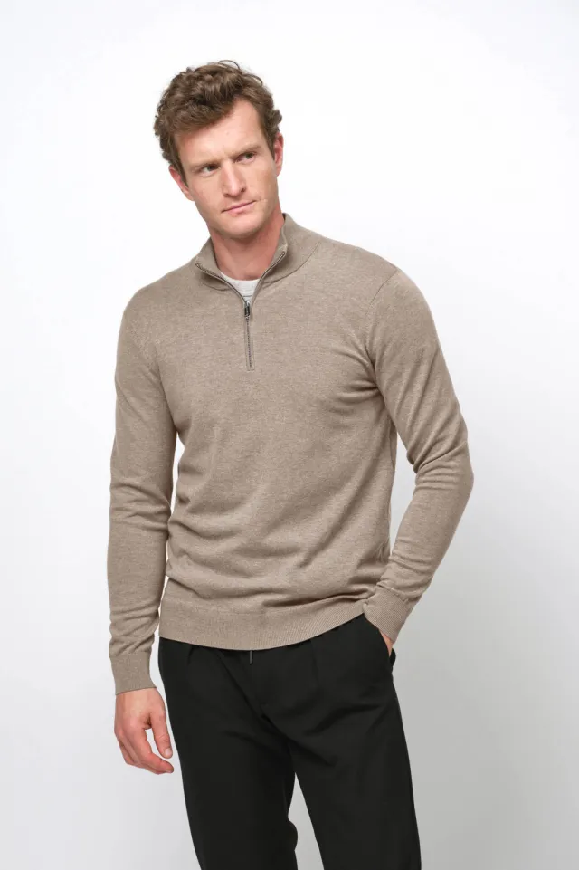 Profuomo trui fijn gebreid beige