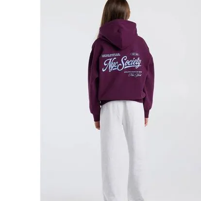 America Today hoodie met backprint - aubergine, foto 3