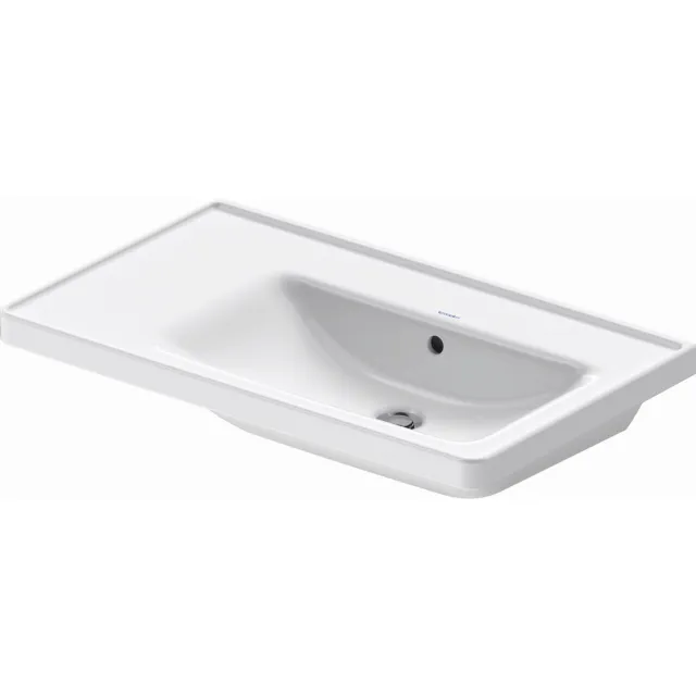 Duravit Wastafel Duravit D-Neo Rand Overloop Kraanvlak Zonder Kraangat 80 cm Hoogglans Wit Rechts