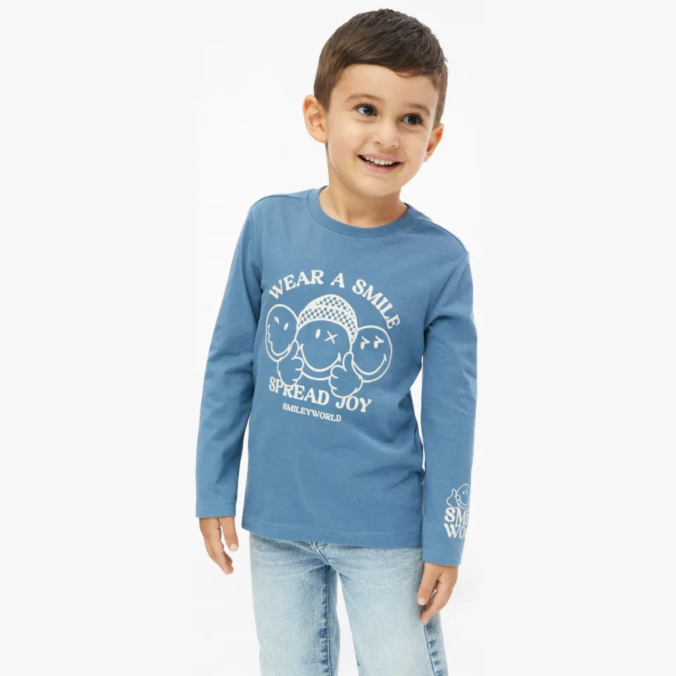 s.Oliver longsleeve met print blauw Blauw/ecru