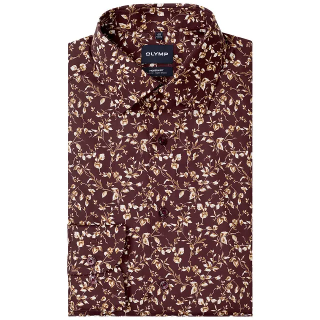 Olymp slim fit overhemd met print - bordeaux, foto 2