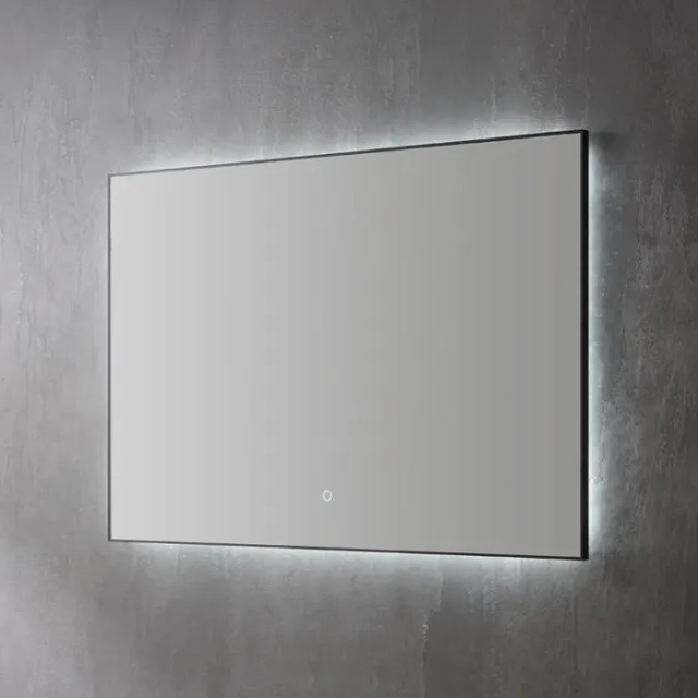 Sanilux Spiegel Sanilux Decor Met Indirecte LED Verlichting 120x70 cm Mat Zwart Incl. Spiegelverwarming