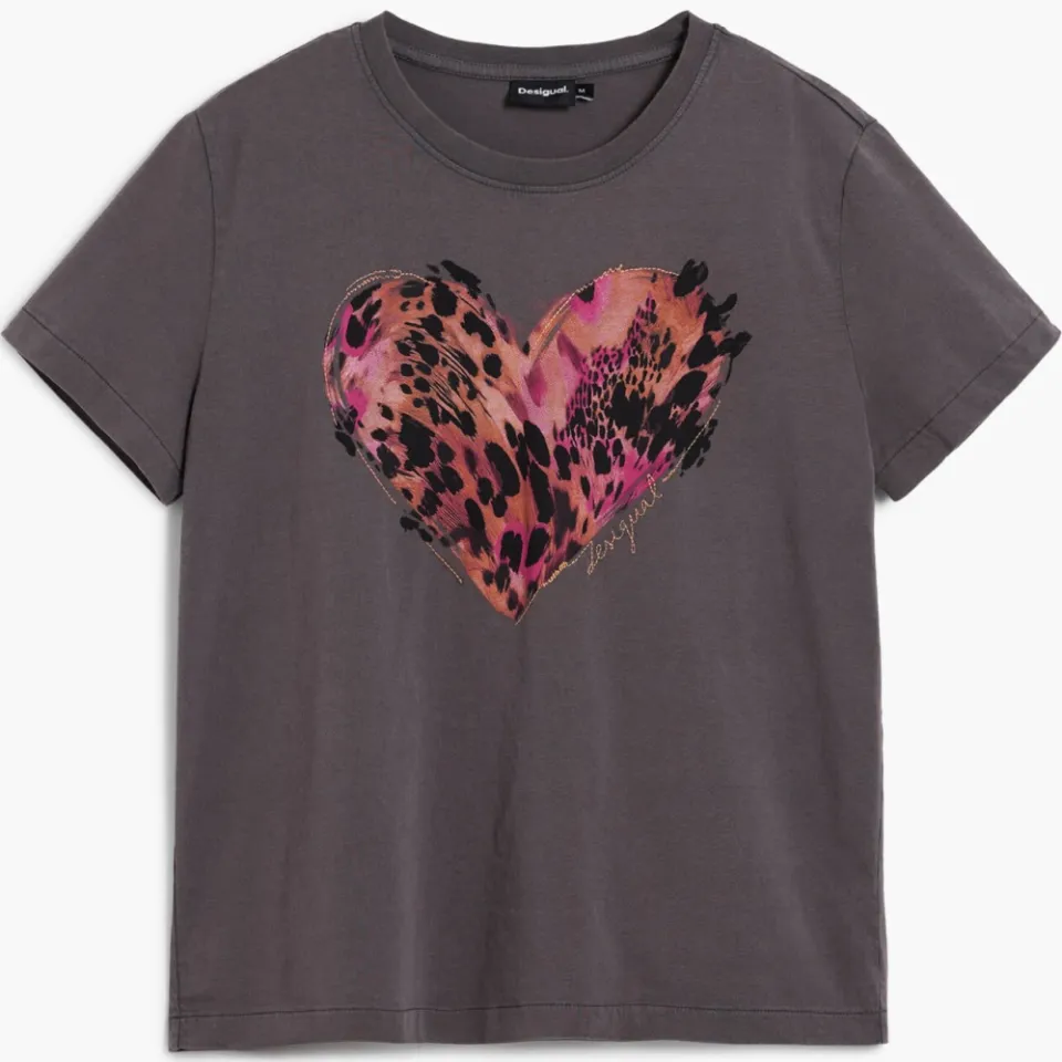Desigual T-shirt lichtgrijs lichtgrijs/oranje, foto 2