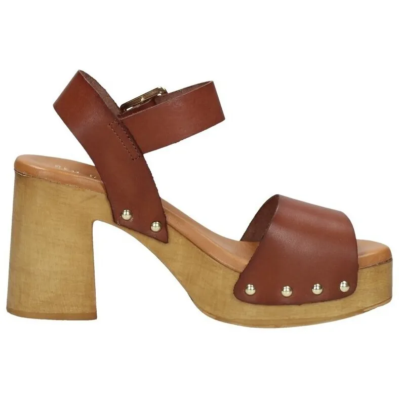 Red Rag sandaal met hak cognac
