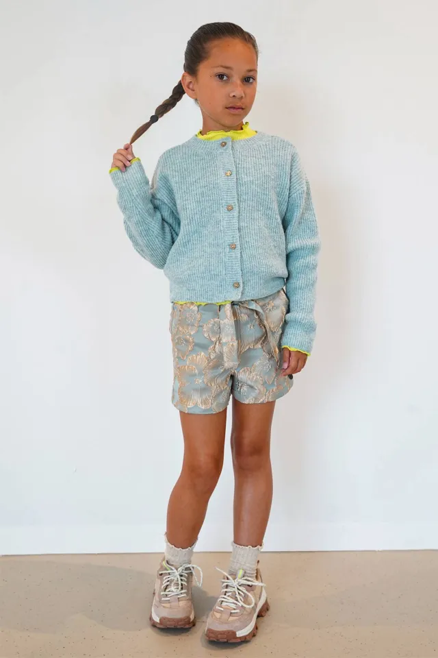 Like Flo Fendy Flo jacquard short lichtblauw Lichtblauw/beige