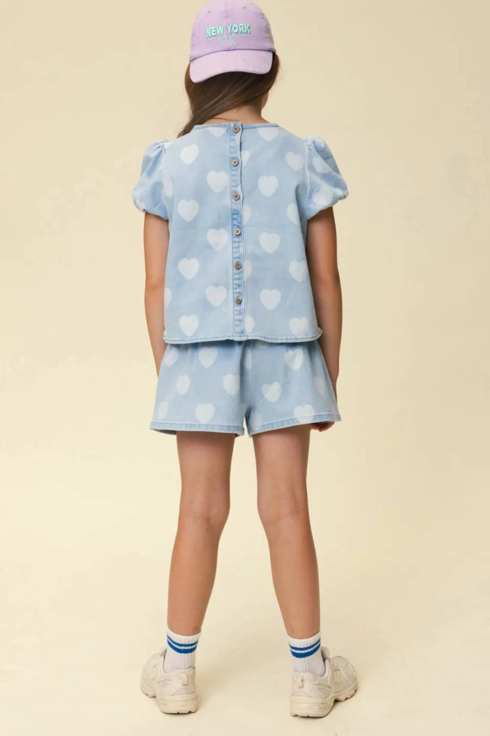 LOOXS little T-shirt met hartjes lichtblauw light blue denim, foto 5