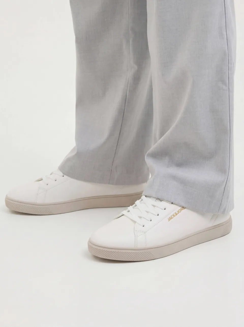 Jack & Jones Jfwbosley Pu Noos imitatieleren sneakers met logo wit/olijf/cognac, foto 6