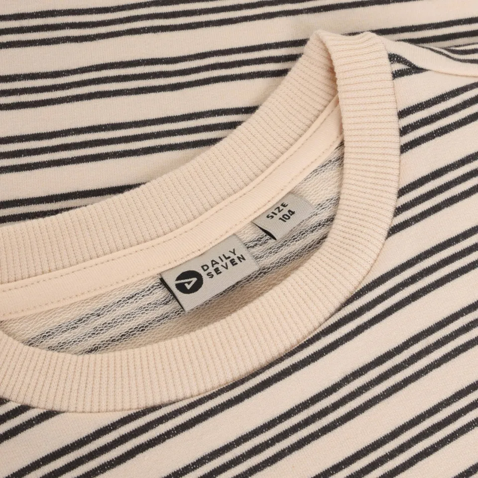 Daily7 rechtvallende gestreepte longsleeve beige/zwart, foto 4