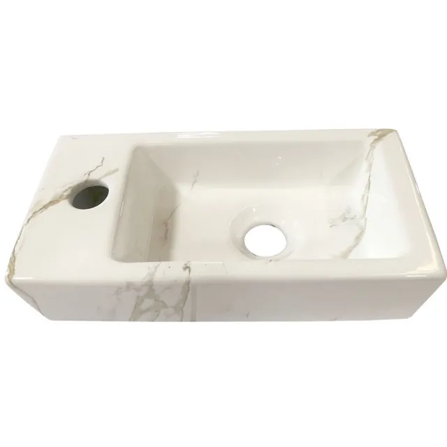 Boss & Wessing Fontein BWS Marmerlook Links 36x18x9 cm Keramiek Wit Carrara