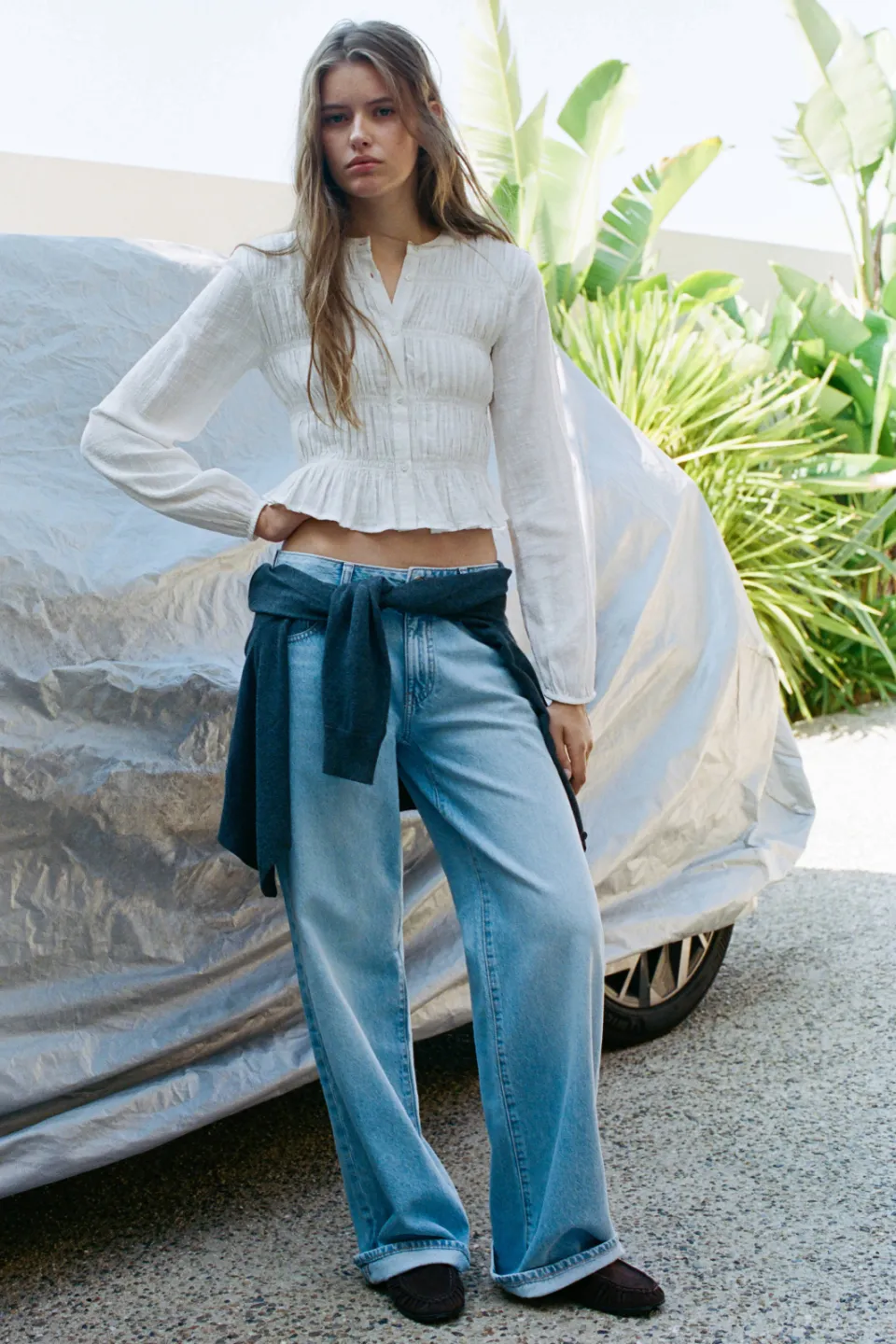 Mango blouse met smockwerk wit, foto 6