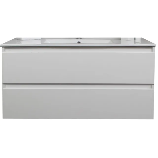 Boss & Wessing Badkamermeubel BWS Pepper Wastafel Porselein Met Kraangat 100x55x46 cm Wit