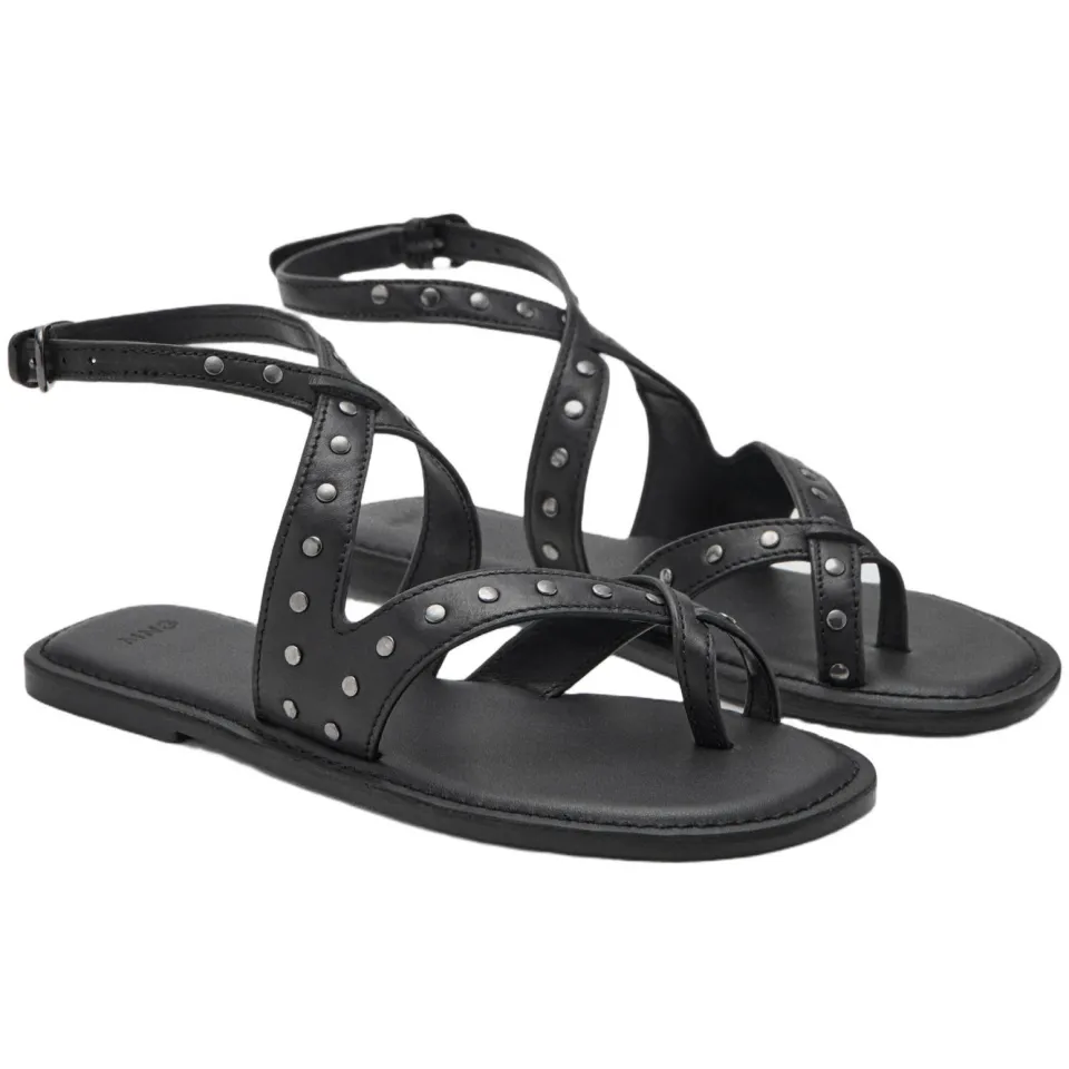Mango TEEN leren sandalen zwart met studs, foto 4
