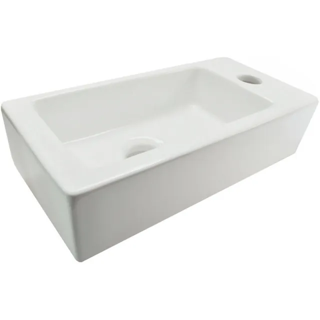 Wiesbaden Fontein Wiesbaden Rhea Mini Rechthoek 36x18x9cm Keramiek Wit (Kraangat rechts)