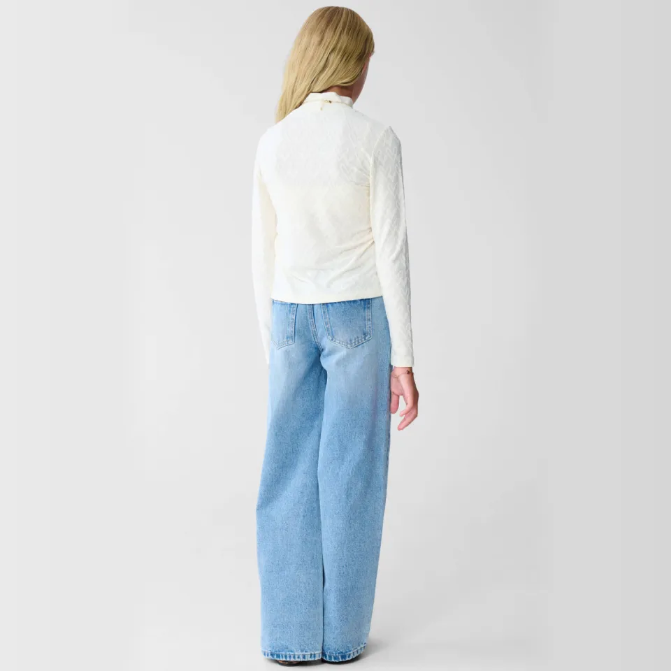 Shoeby longsleeve met hartjes en textuur gebroken wit, foto 8
