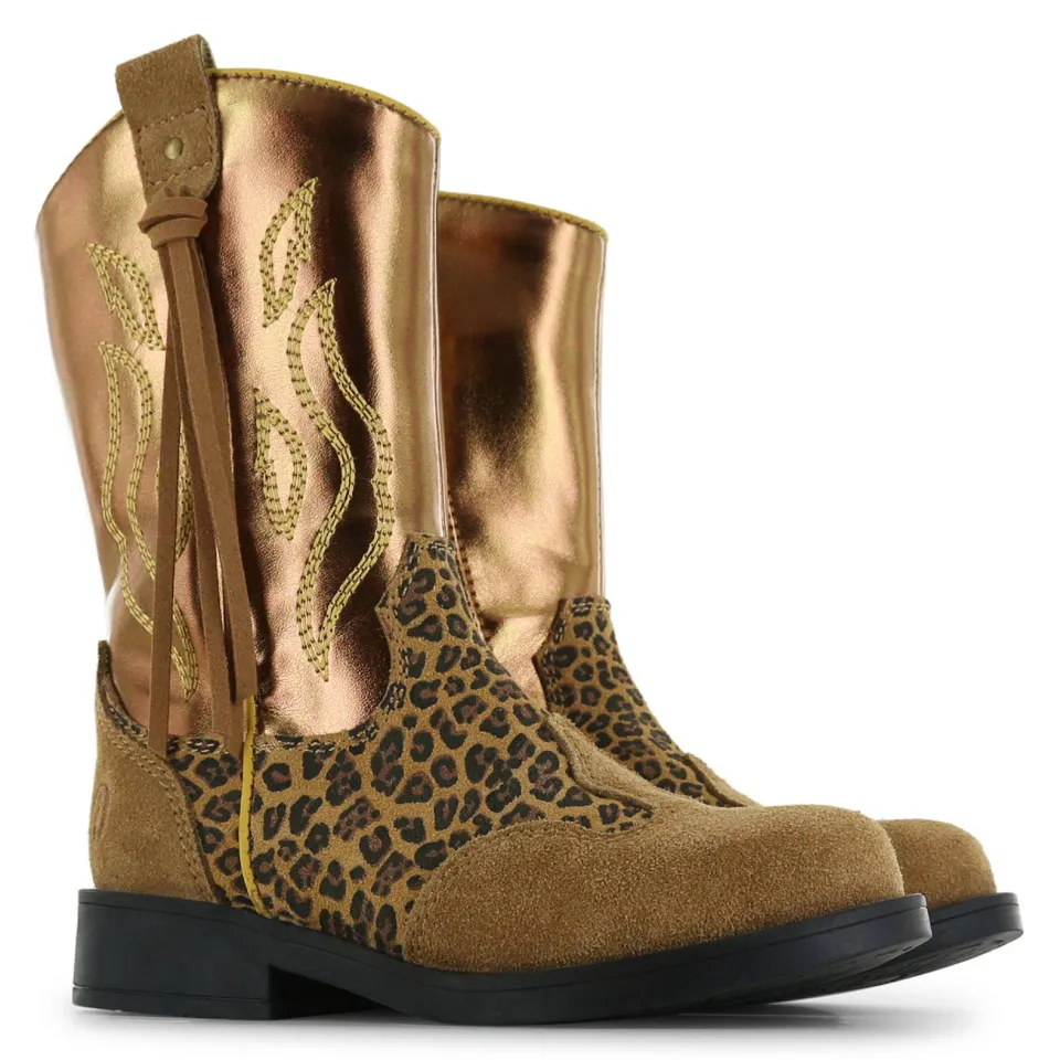 Shoesme western suède laarzen met panterprint - cognac, foto 4
