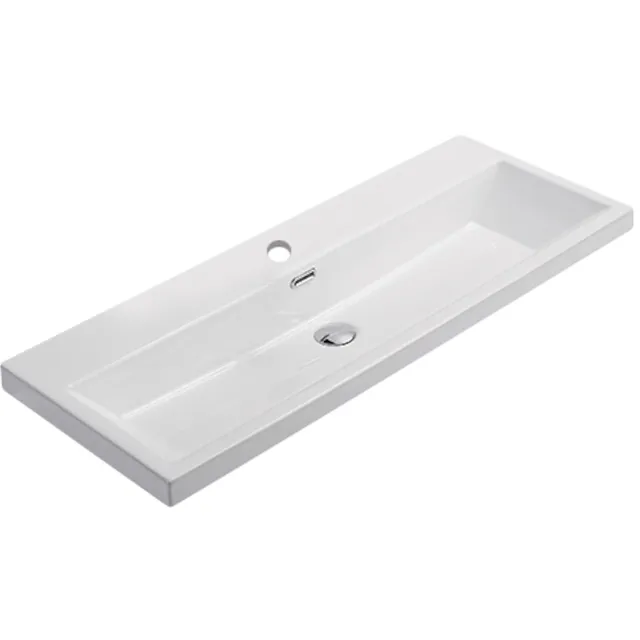 Sanilux Wastafel Sanilux Compact Keramiek 100 cm 1 Kraangat Wit