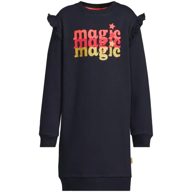 Orange Stars Jeanne fleece sweatjurk donkerblauw