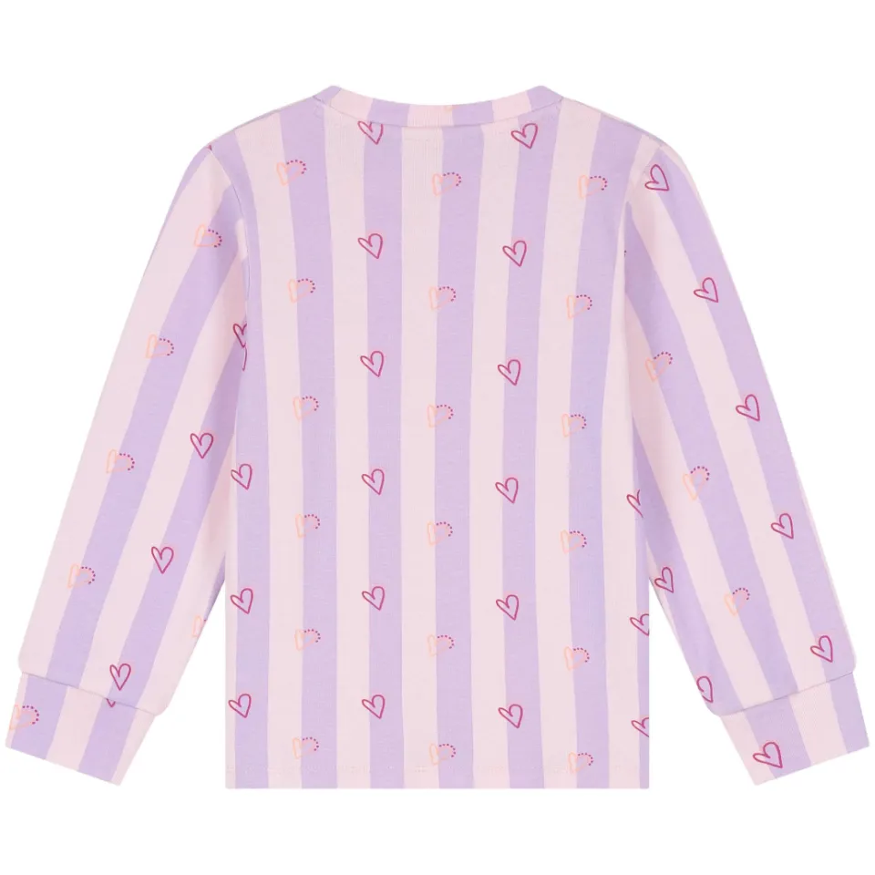 Stains&Stories gestreepte pyjama met hartjes lichtroze/lila, foto 3