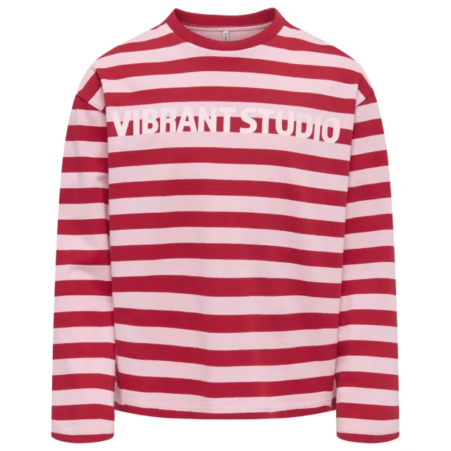 Only gestreepte longsleeve rood
