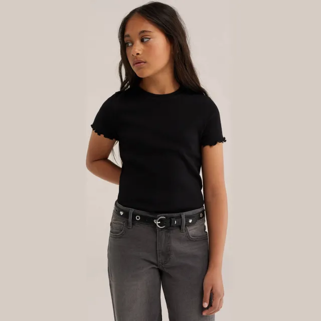 WE Fashion t-shirt met ruches zwart, foto 3