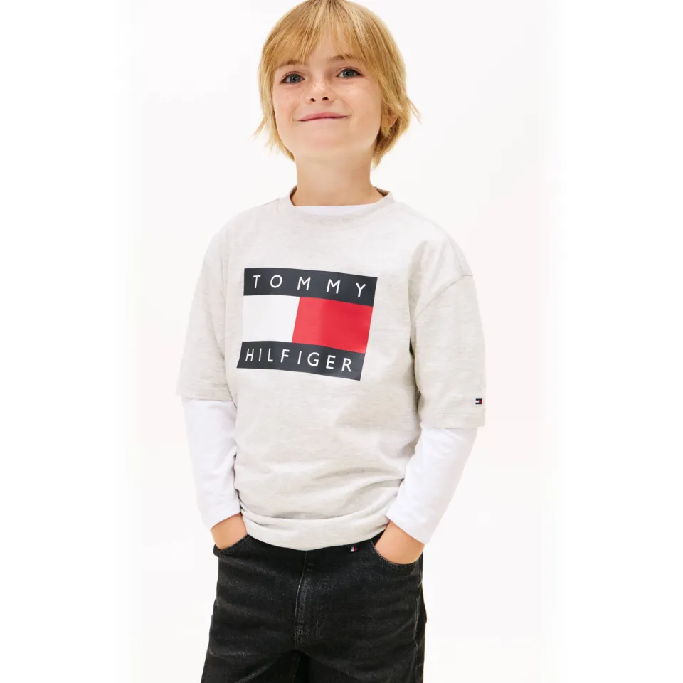 Tommy Hilfiger T-shirt lichtgrijs Lichtgrijs melange